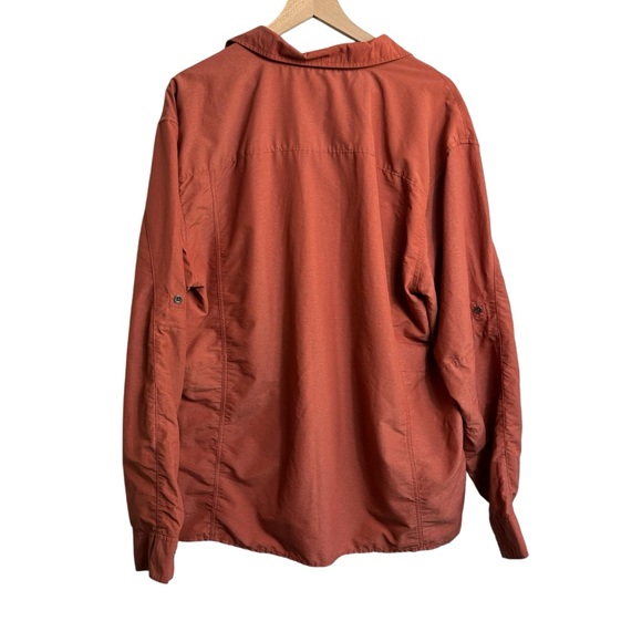Wrangler Outdoor Series Men's Performance Roll Tab Sleeve Orange Shirt XL Hiking - Picture 9 of 10